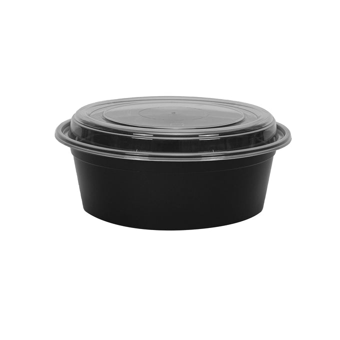 Round Black Containers w/ Clear Lid