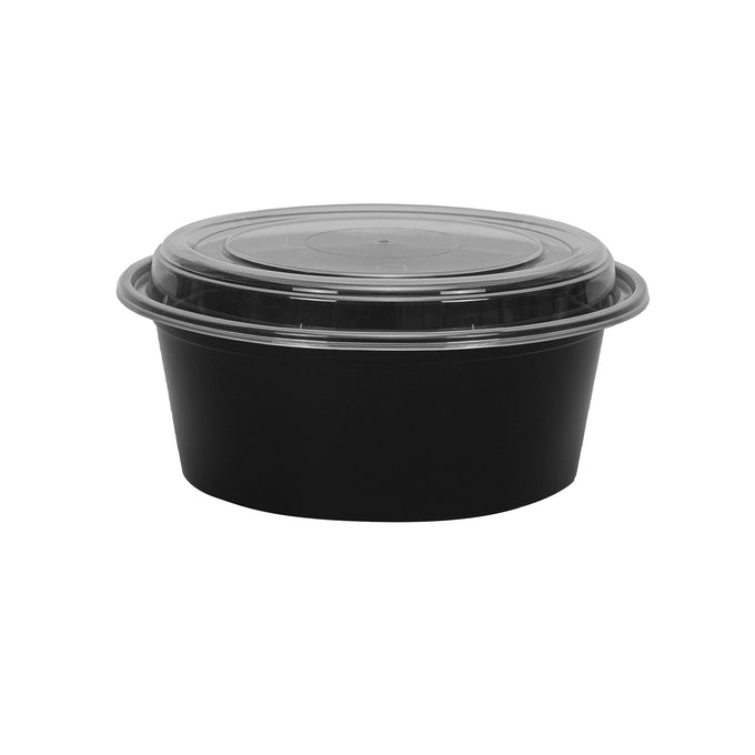 Round Black Containers w/ Clear Lid