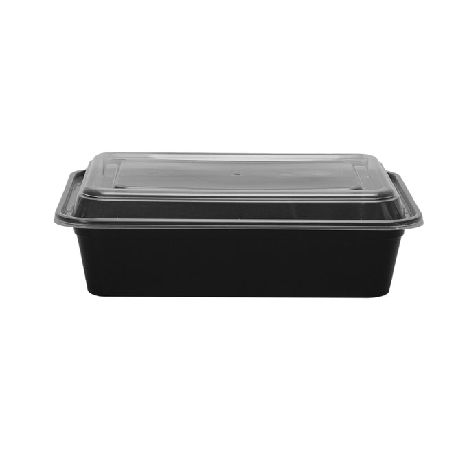 Rectangular Black Containers w/ Clear Lids